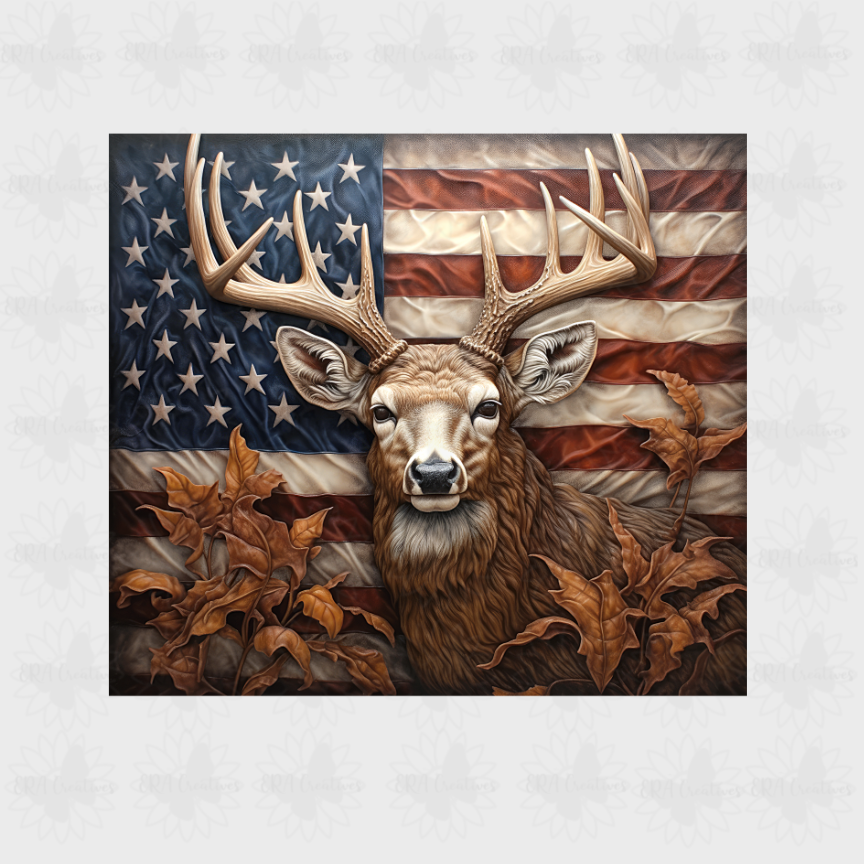 3D American Flag Deer Tumbler