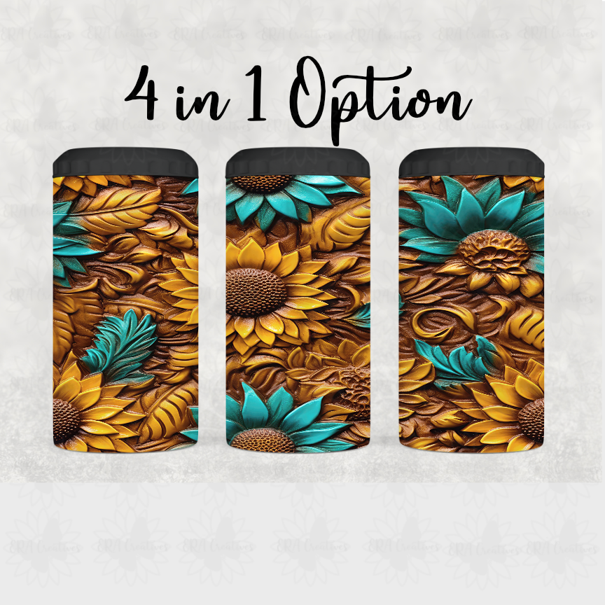 3D Tooled Sunflower Tumbler