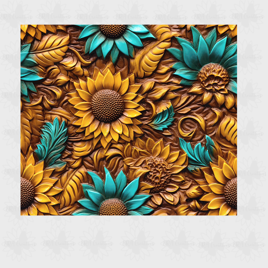 3D Tooled Sunflower Tumbler