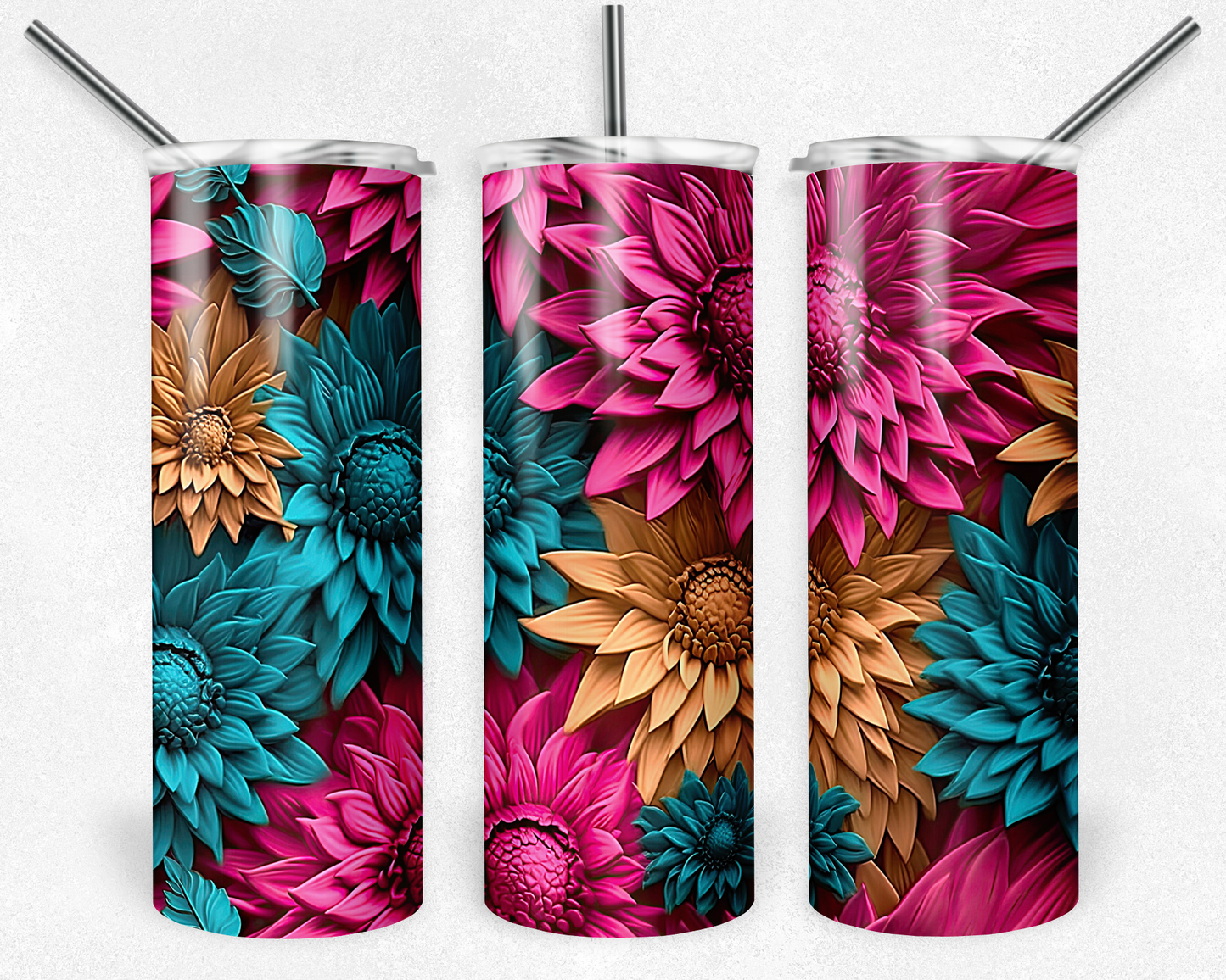 3D Colorful Sunflower Tumbler