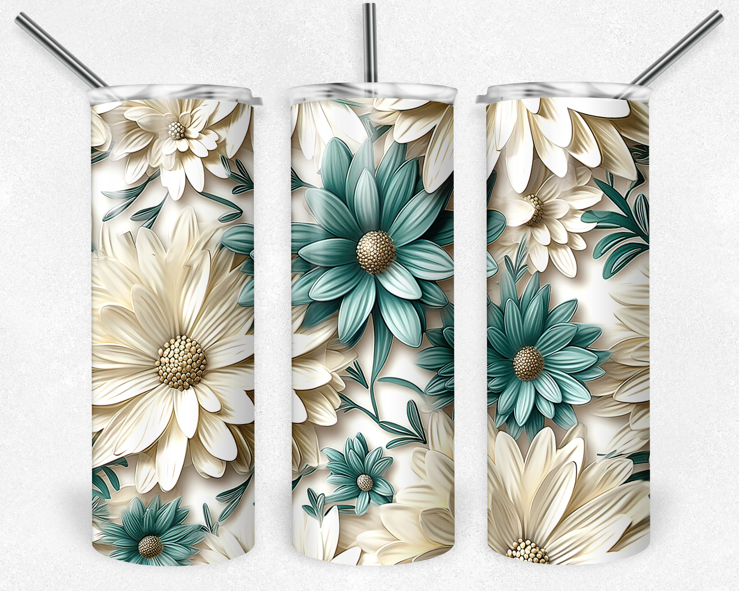 3D Cream Daisy Tumbler