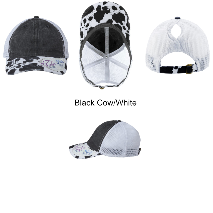 Leather Patch Women's Ponytail Hat