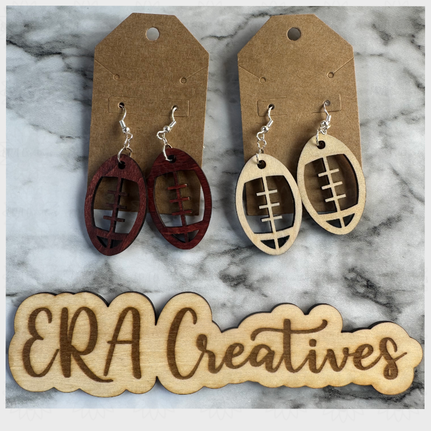Football Wood Laser Earrings