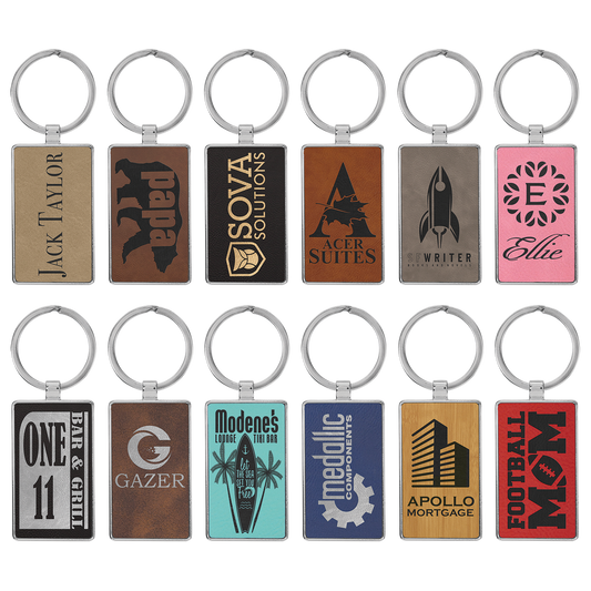 Leatherette Metal Keychain