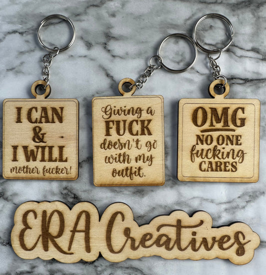 Sarcastic Funny Keychains Laser Cut Engraved