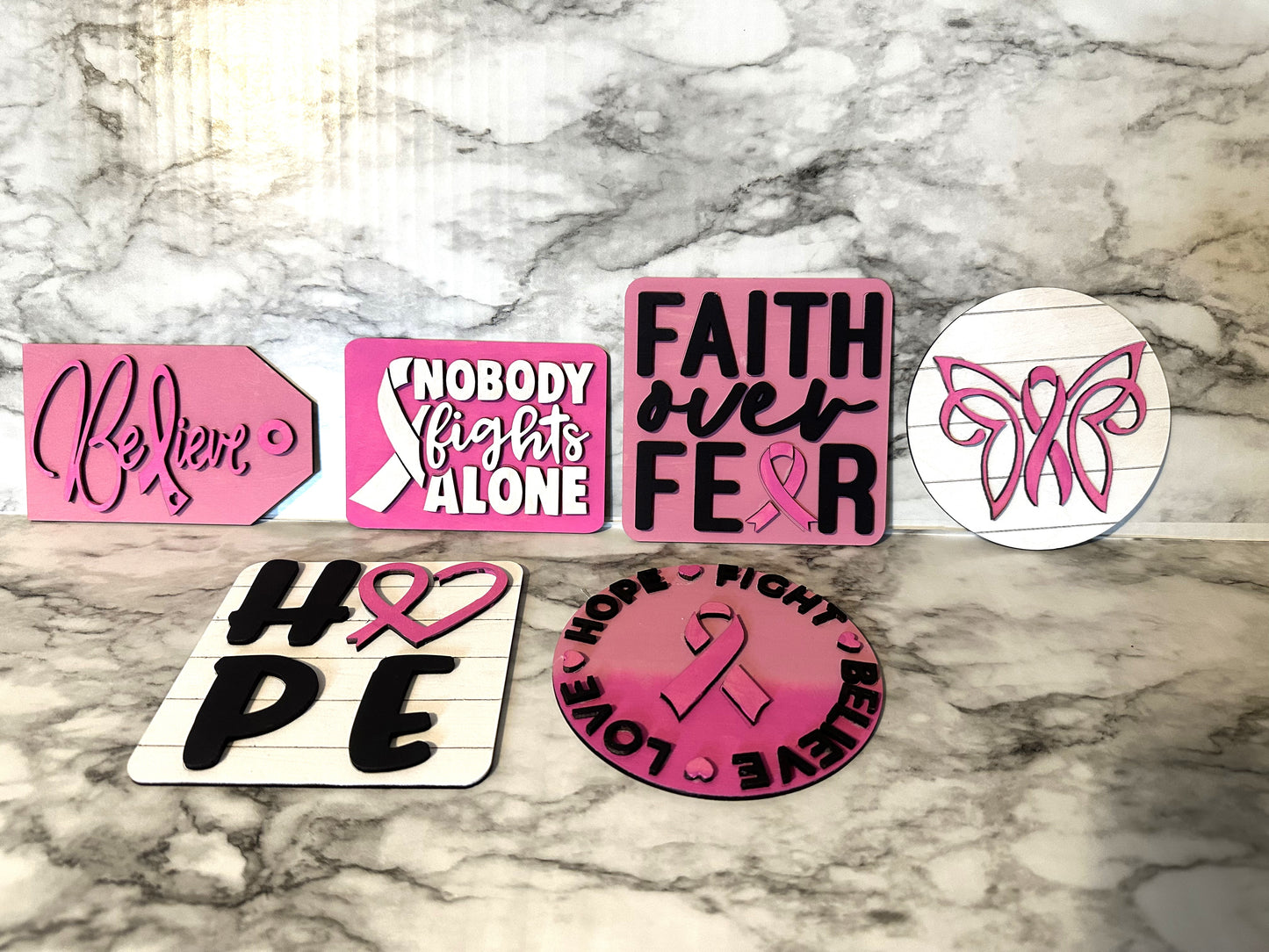 Breast Cancer Tiered Tray Decorations