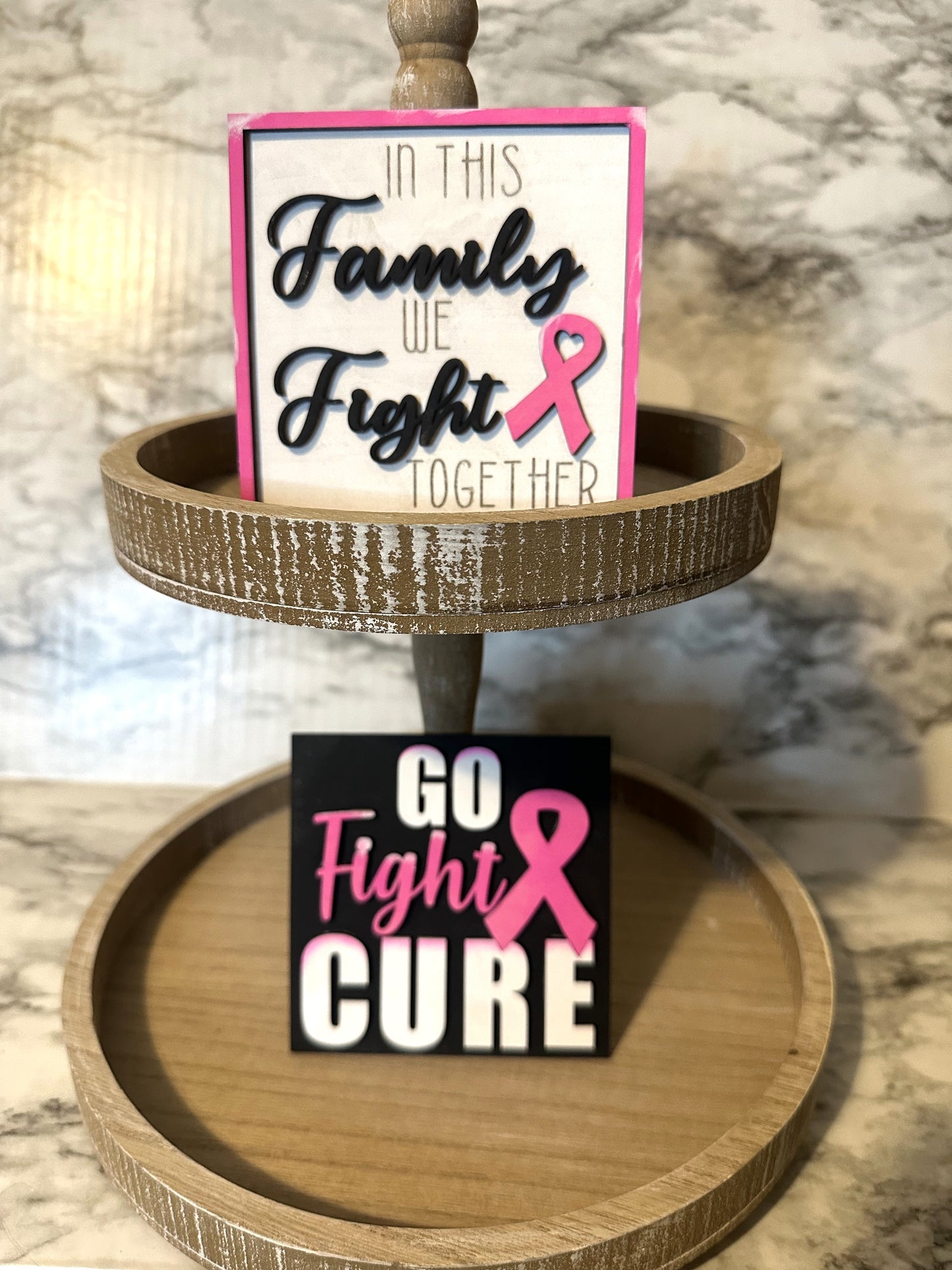 Breast Cancer Laser Wood Squares