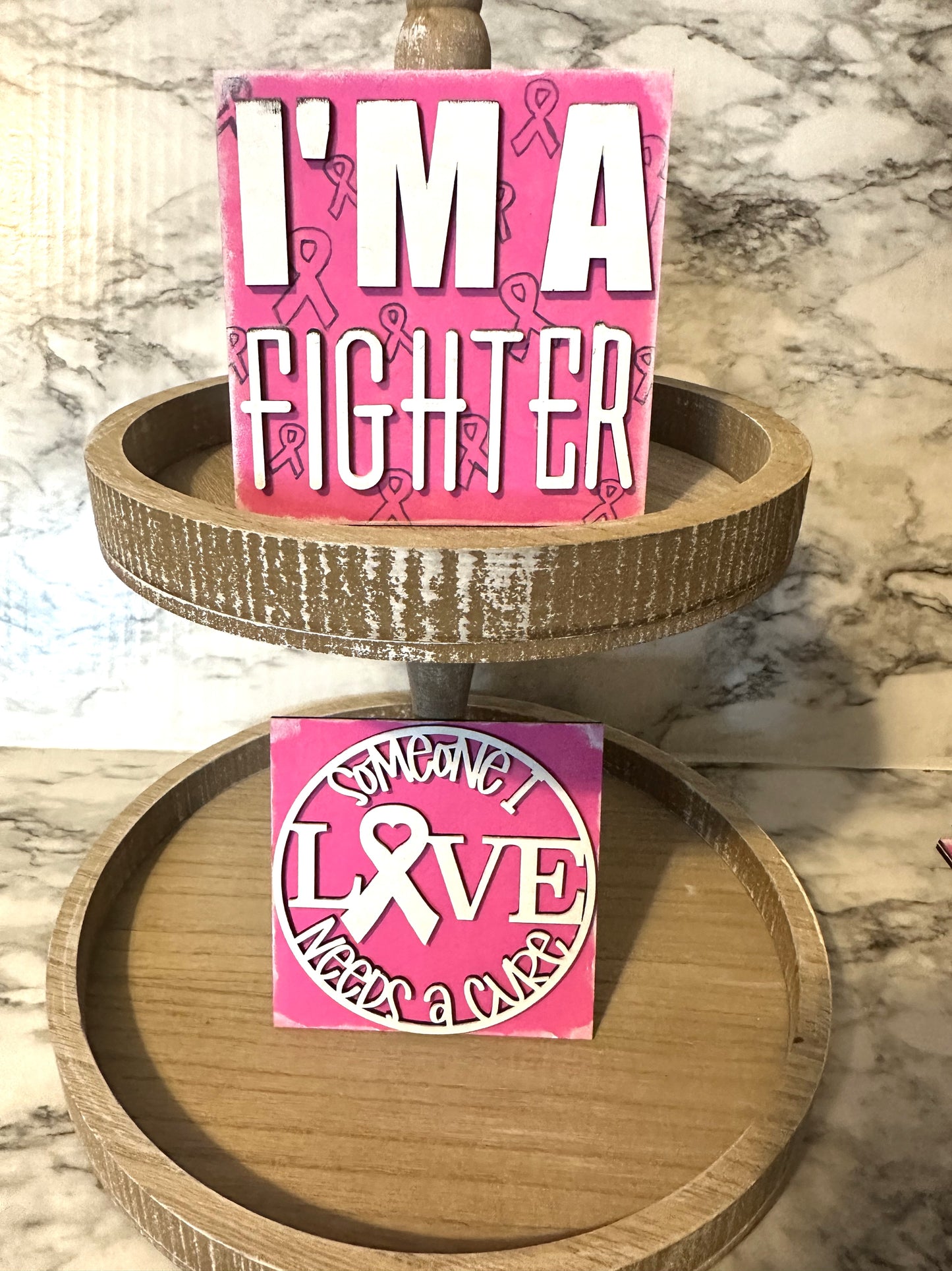 Breast Cancer Laser Wood Squares