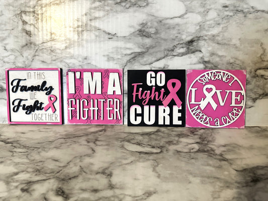 Breast Cancer Laser Wood Squares