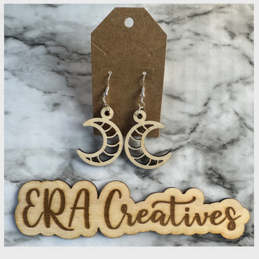 Moon Wood Laser Earrings