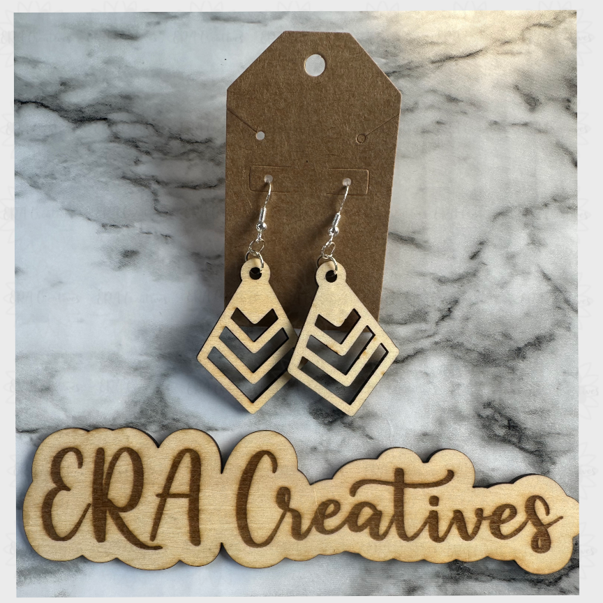 V Shaped Wood Laser Earrings