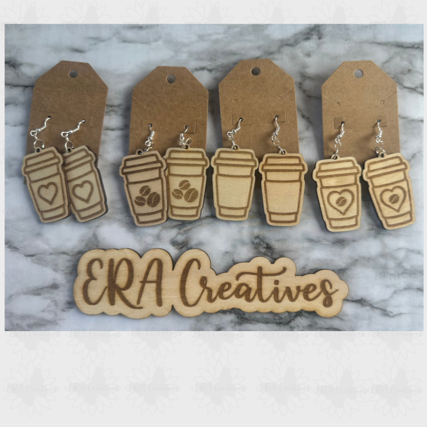 Coffee Cup Laser Earrings