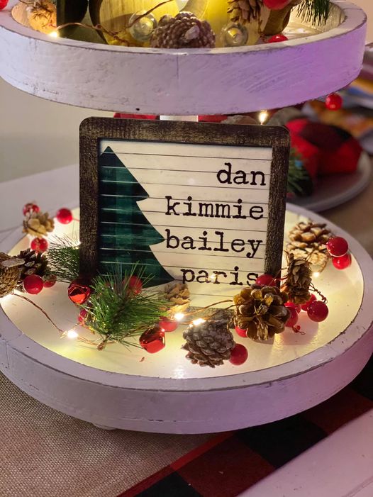 Black and White Buffalo Plaid Christmas Ornament or Tiered Tray Decoration.