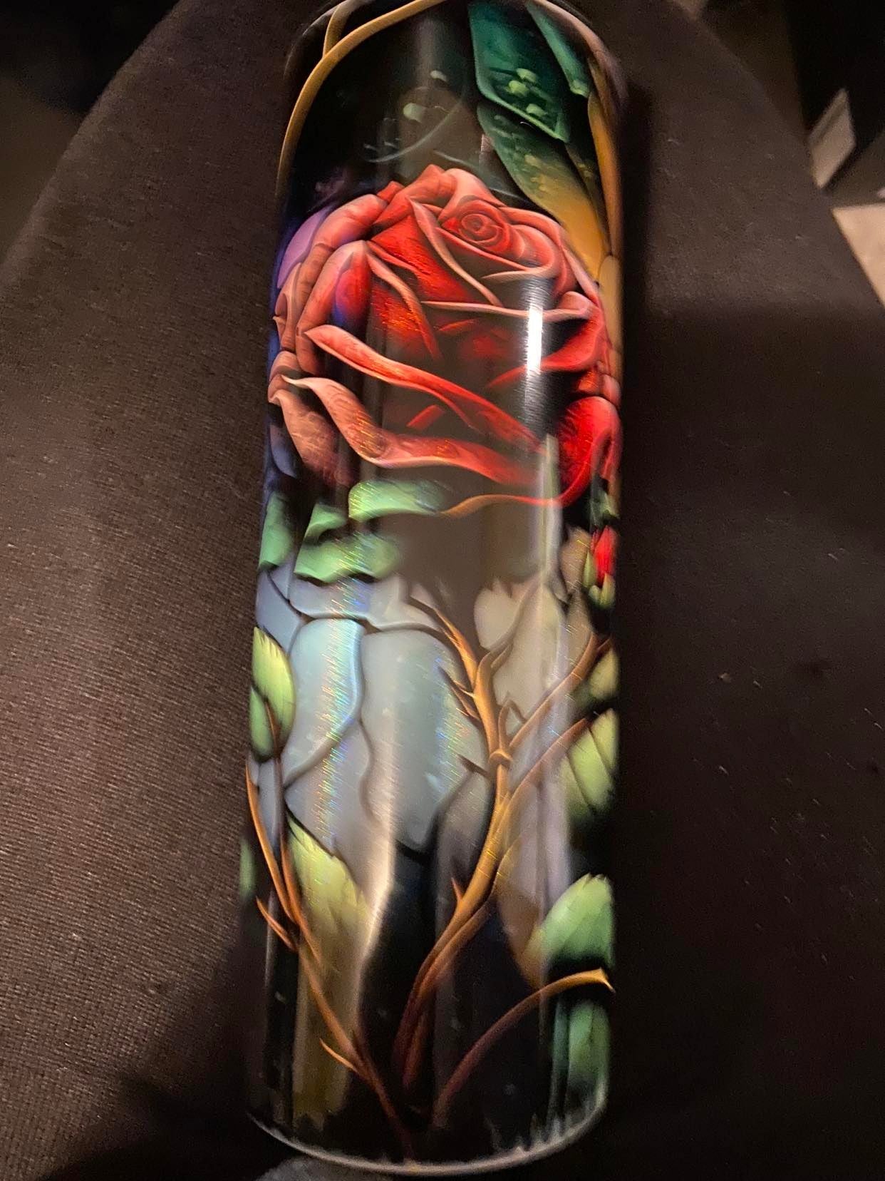 Whoopsie Tumbler Stained Glass Rose on Shimmer Tumbler