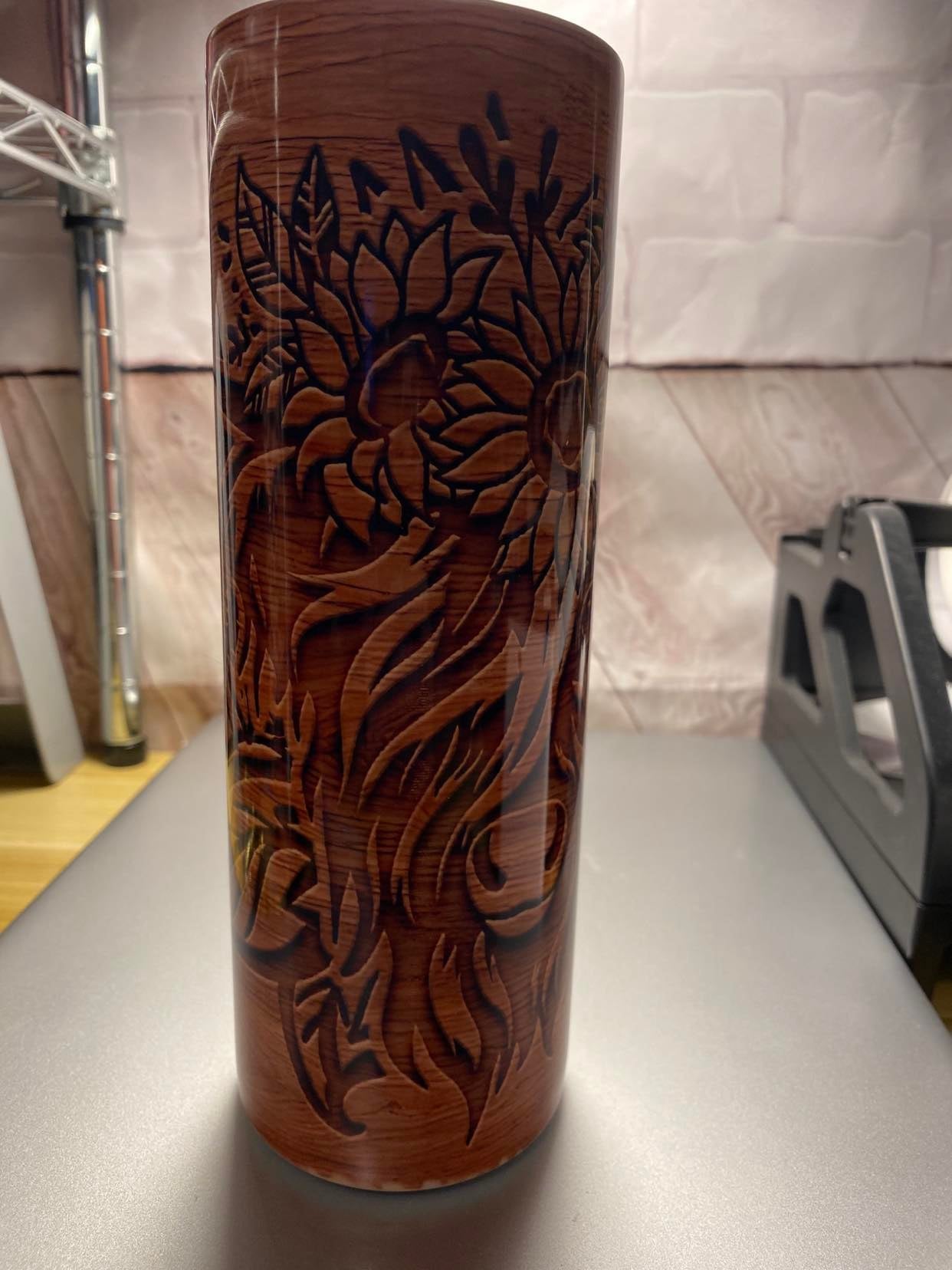 Whoopsie Tumbler Wood Highland Cow