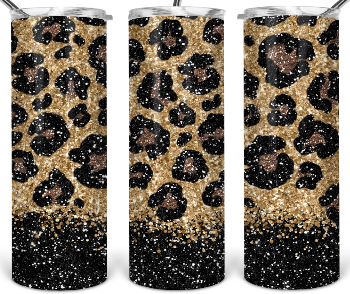 BLACK LEOPARD GLITTER Tumbler