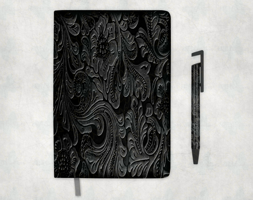 Black Embossed Look Journal/Pen