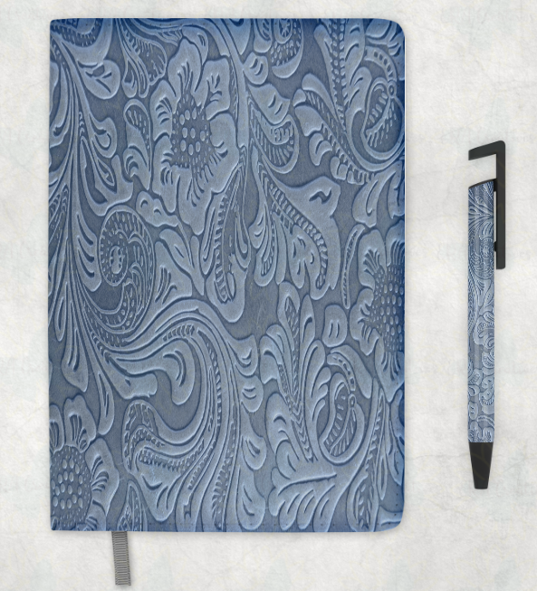 Blue Embossed Look Journal/Pen