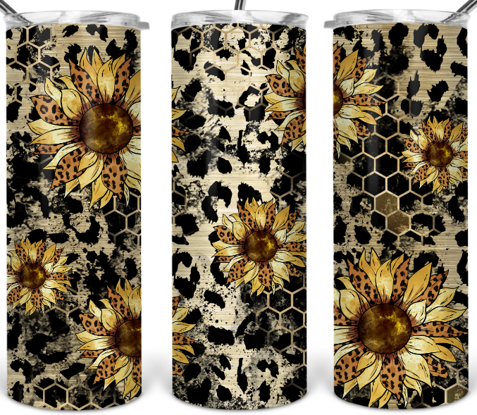 Leopard Sunflower Gold Cup Tumbler