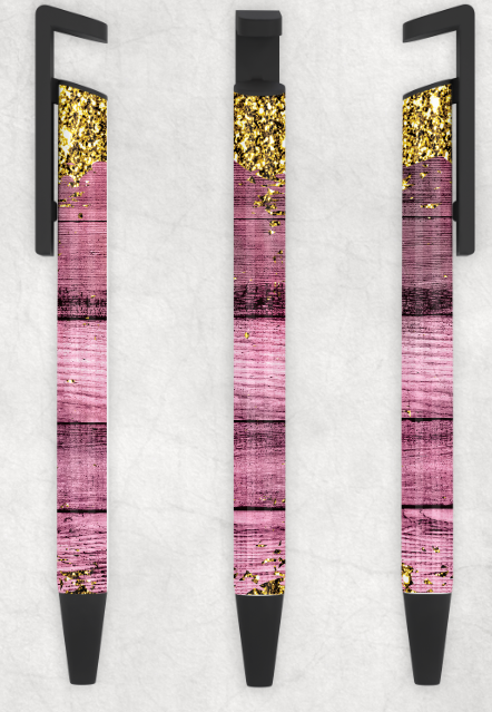 Pink Glitter Wood Personalized Pen