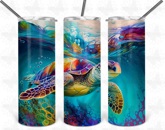 Oil Paint Turtle Tumbler