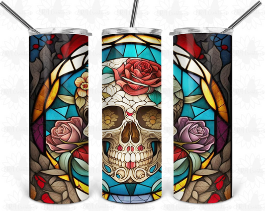 Rose Skull Stained Glass Tumbler
