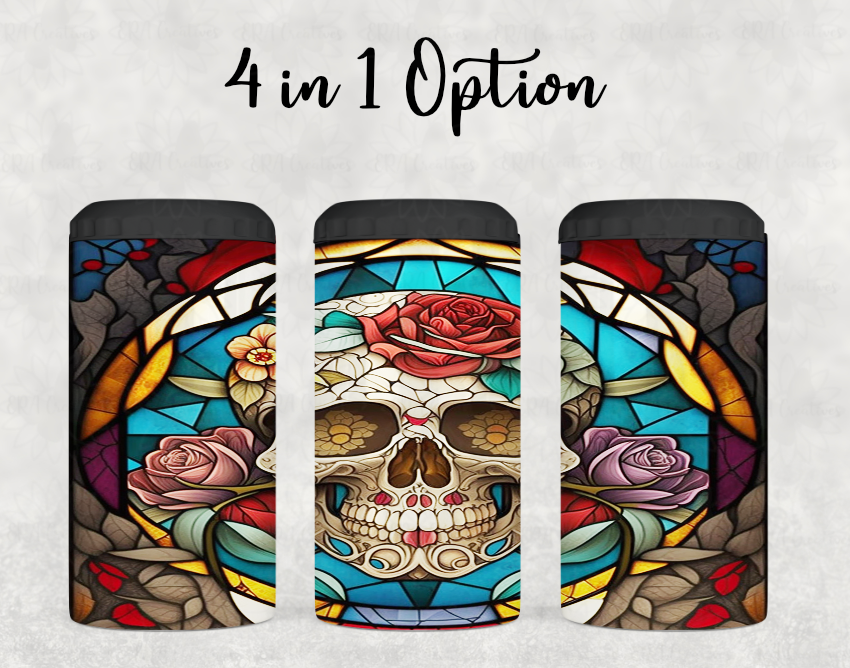 Rose Skull Stained Glass Tumbler