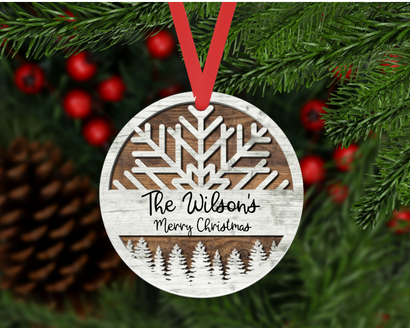 Snowflake Trees Personalized Christmas Ornament