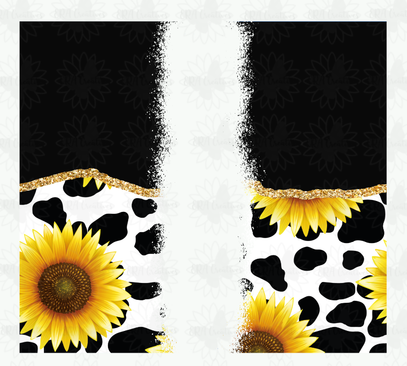 Sunflower Cow Print Name Tumbler