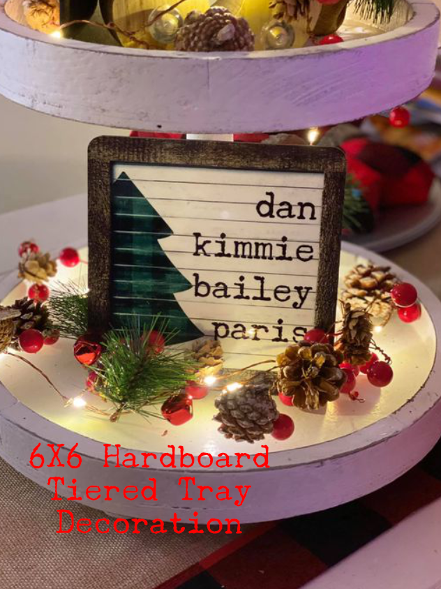 Snowman Family Name Wood Christmas Ornament/Tiered Tray Decoration