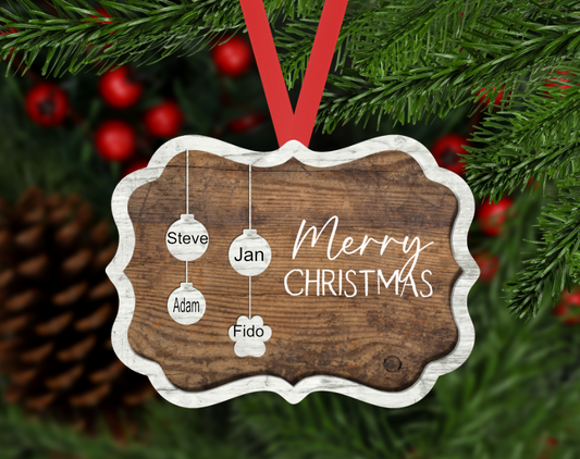 Wooden Frame Names Personalized Ornament