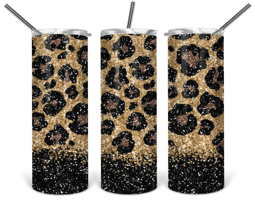 BLACK LEOPARD GLITTER Tumbler