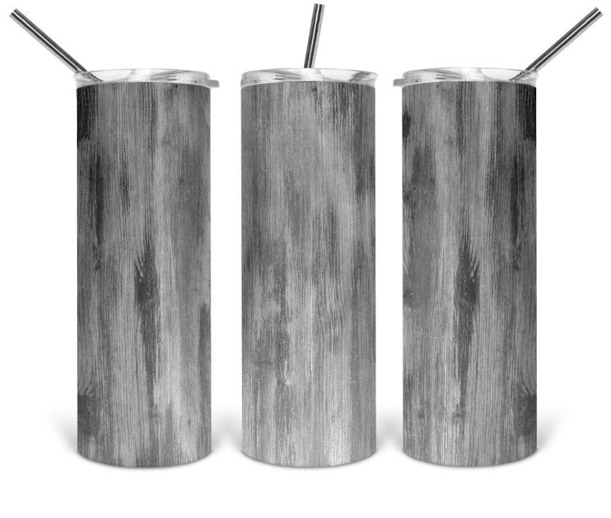 Gray Woodgrain Personalized Tumbler