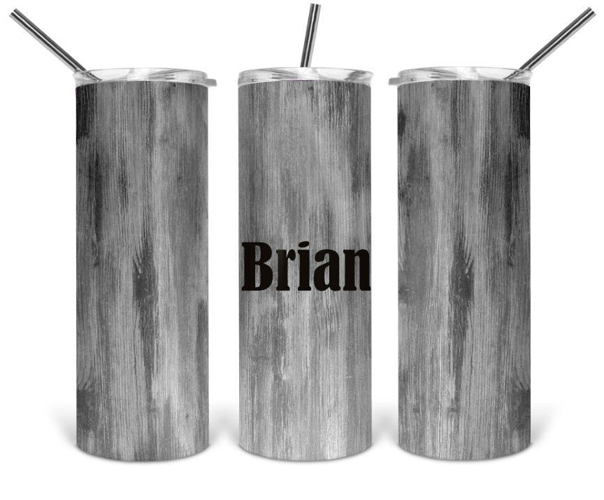 Gray Woodgrain Personalized Tumbler
