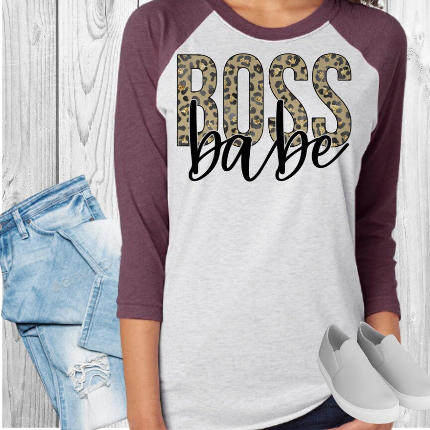 BOSS BABE Leopard Raglan