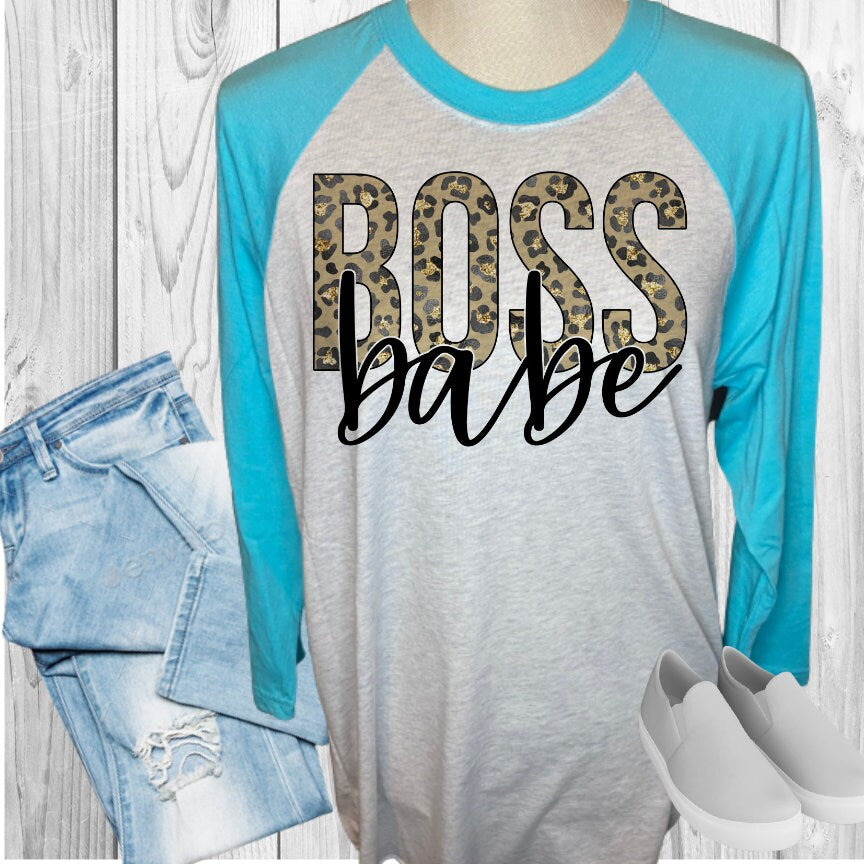 BOSS BABE Leopard Raglan