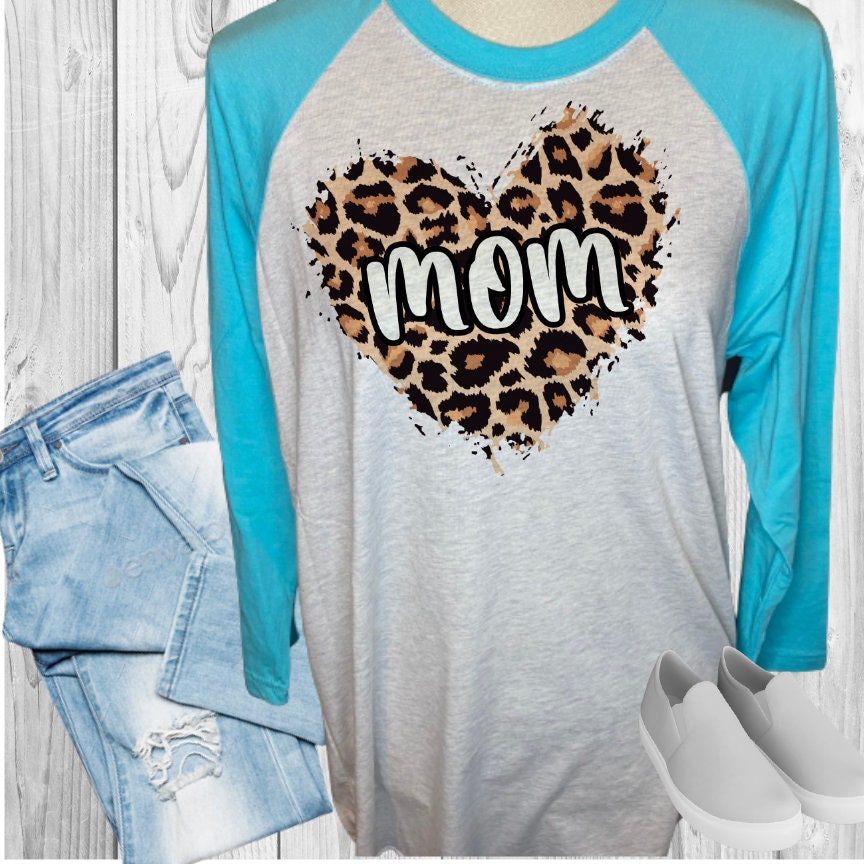 Mom Leopard Heart Raglan