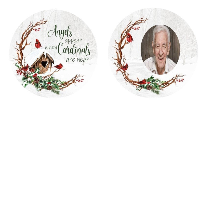 Memorial Photo Ornament, Angels Appear When Cardinals Are Near