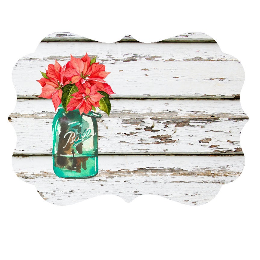 Poinsettia Mason Jar Personalized Christmas Ornament