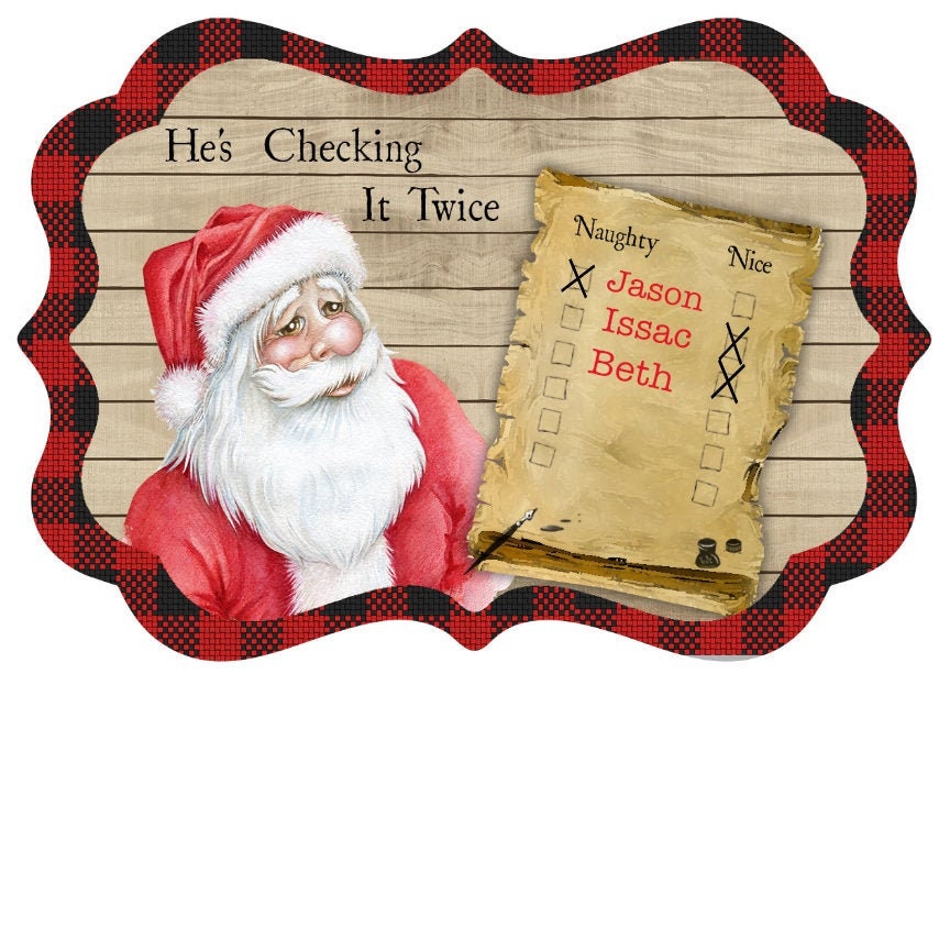 Santa Checking It Twice Personalized Christmas Ornament
