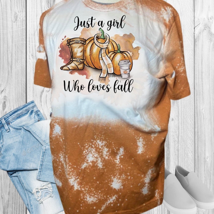Just A Girl Who Loves Fall Bleached T-Shirt