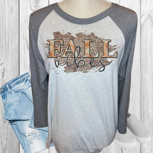 Fall Vibes Leopard Cheetah Fall Raglan