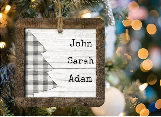 Black and White Buffalo Plaid Christmas Ornament or Tiered Tray Decoration.