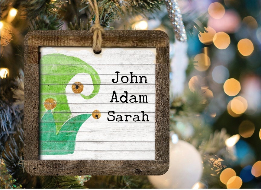 Elf Hat Family Name Wood Christmas Ornament or Tiered Tray Decoration