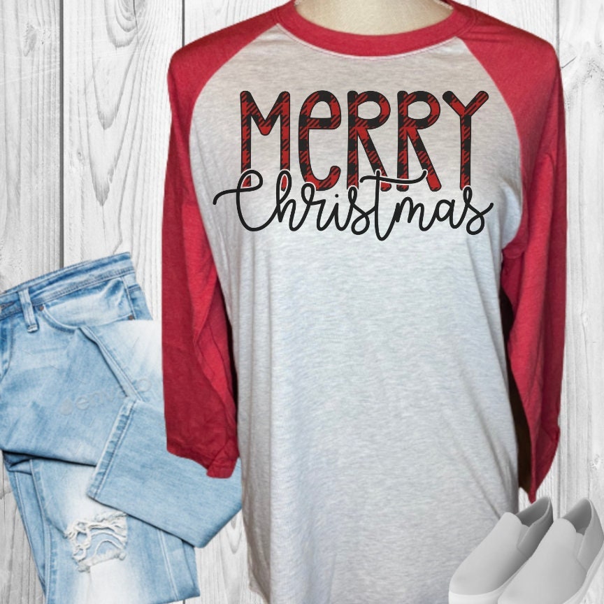 Merry Christmas Plaid Raglan