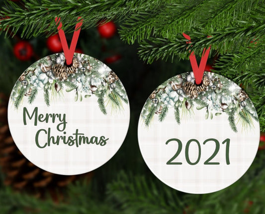 Shabby Christmas Ornament Personalized Ornament