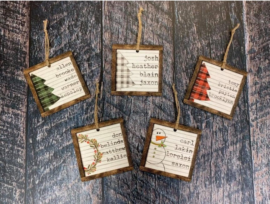 Santa Family Name Wood Christmas Ornament/Tiered Tray Decoration