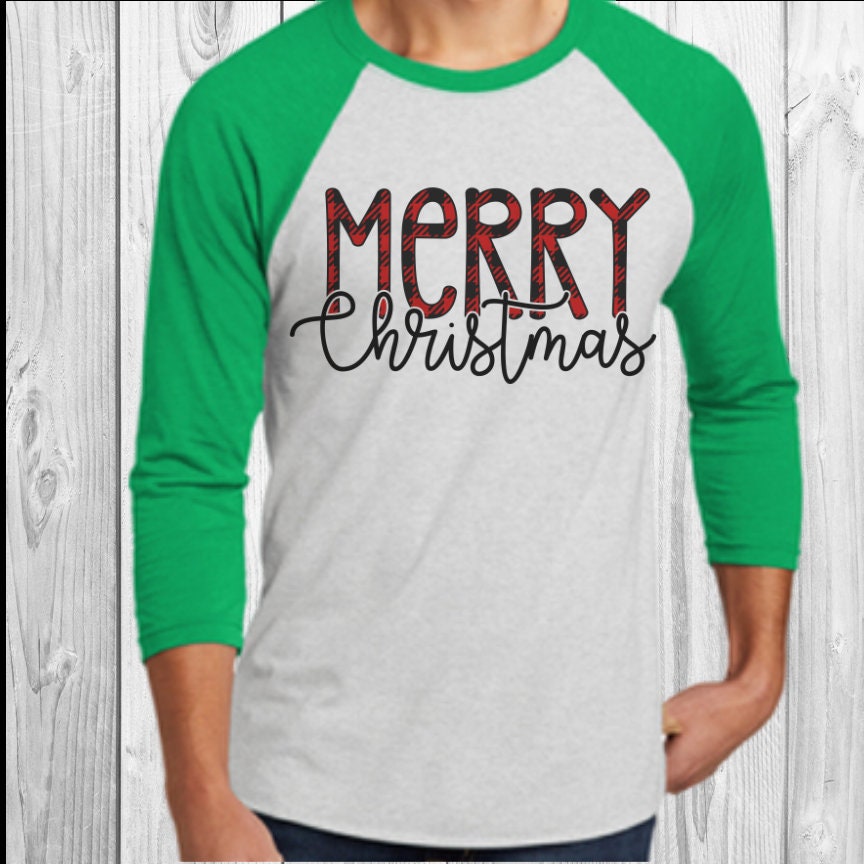 Merry Christmas Plaid Raglan