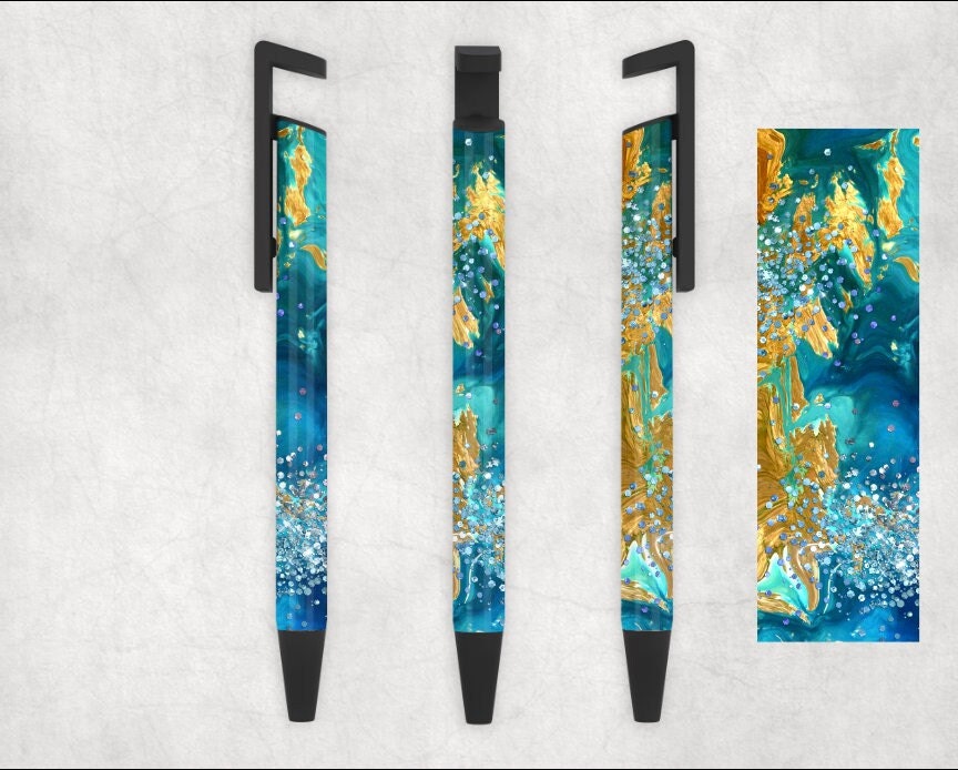 Blue Gold Foil Printed Personalized Pen
