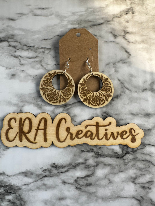 Round Floral Laser Earrings